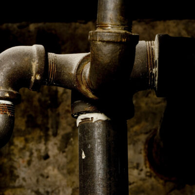 rusty pipes in the basement